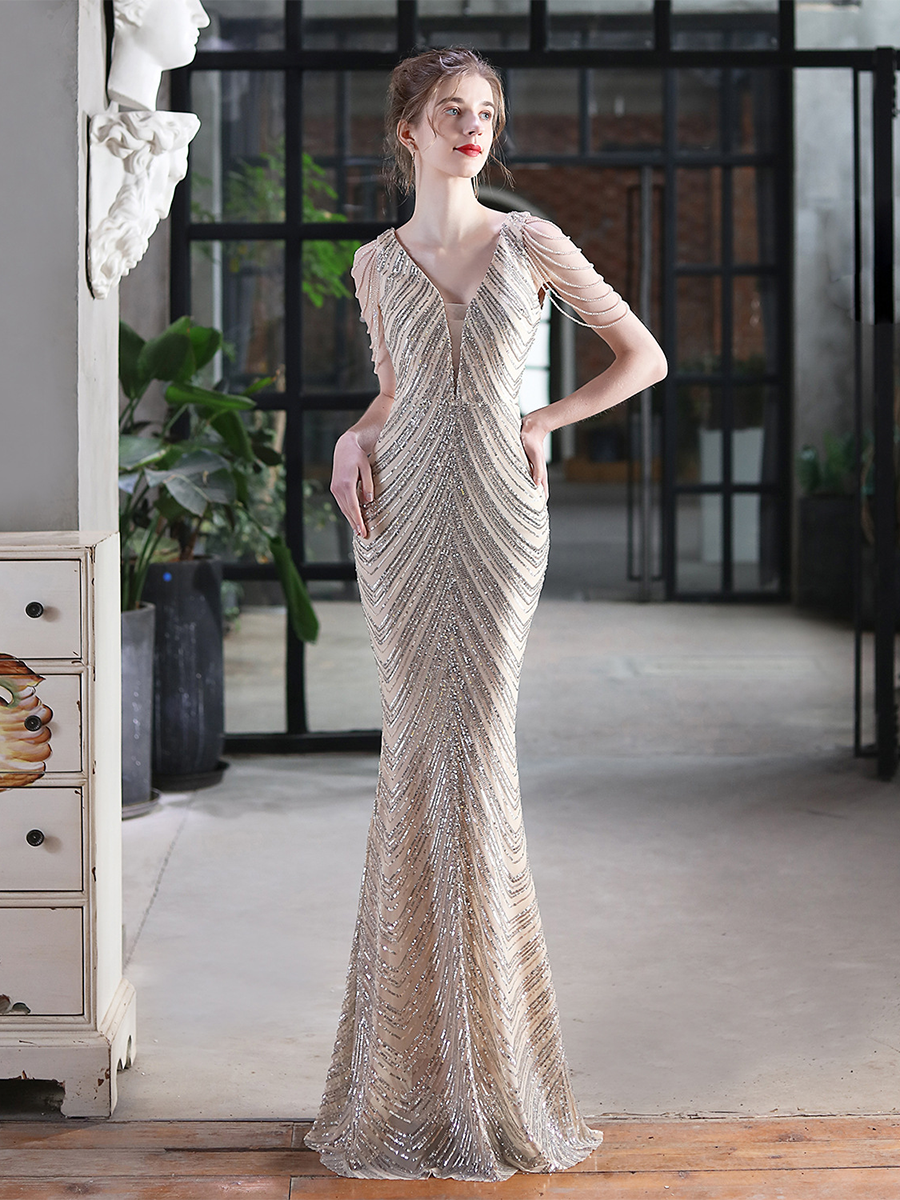 Fiona Boncuk Zincir Maxi Elbise