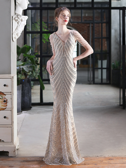 Fiona Boncuk Zincir Maxi Elbise