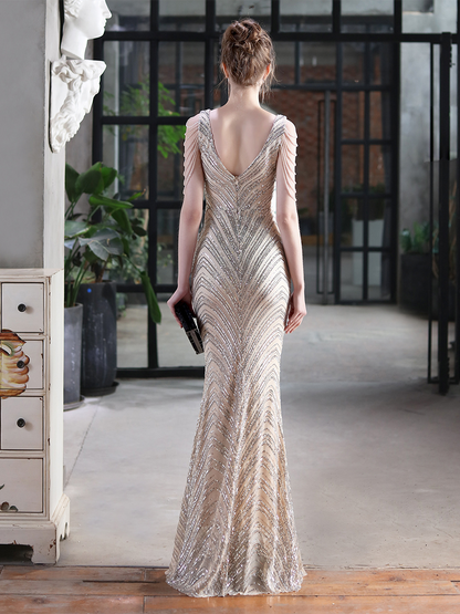 Fiona Boncuk Zincir Maxi Elbise