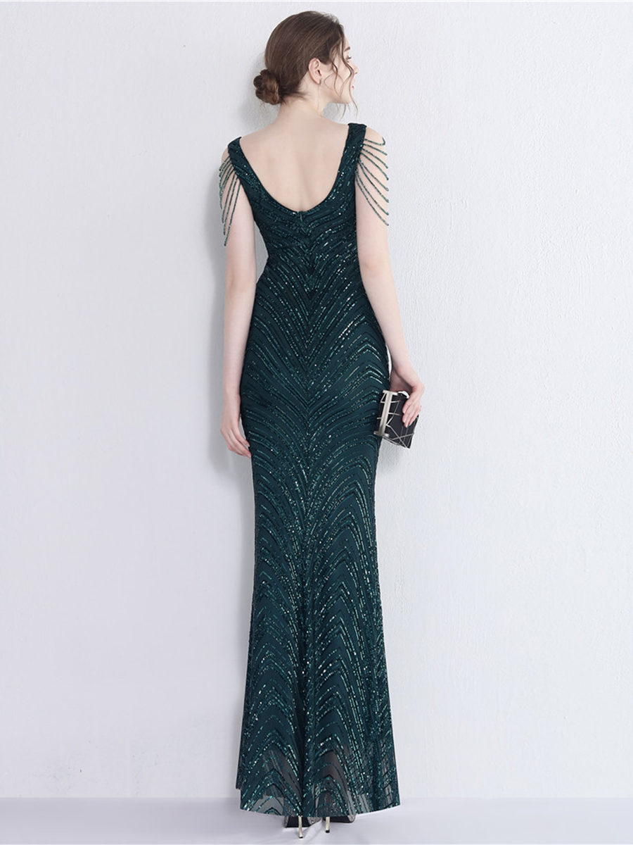 Fiona Boncuk Zincir Maxi Elbise