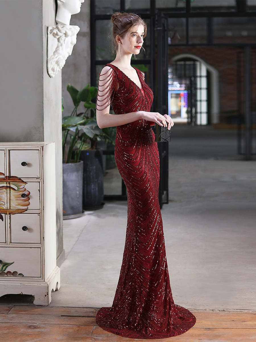 Fiona Boncuk Zincir Maxi Elbise