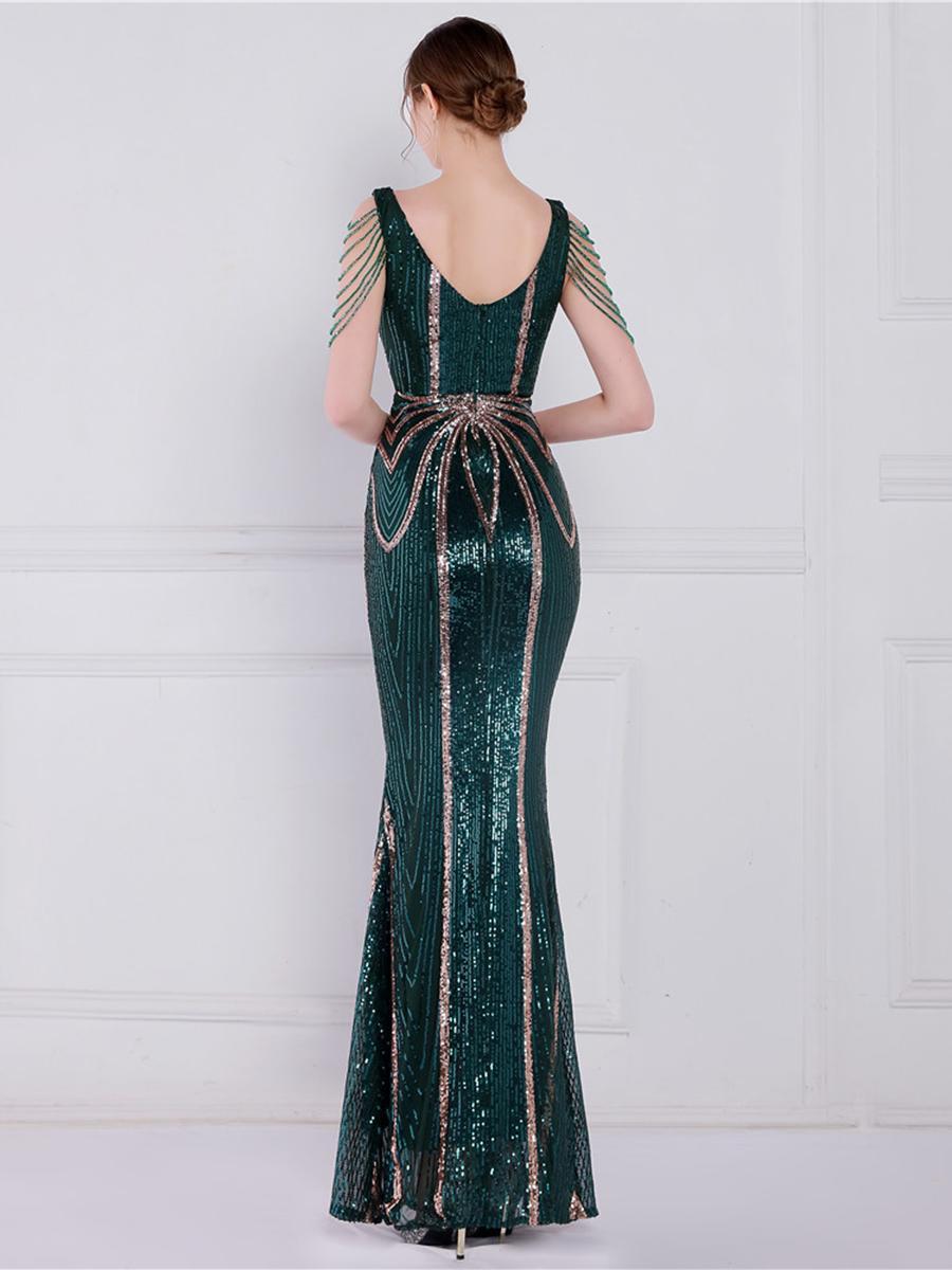 Soleil V Yaka Zarif Maxi Elbisesi