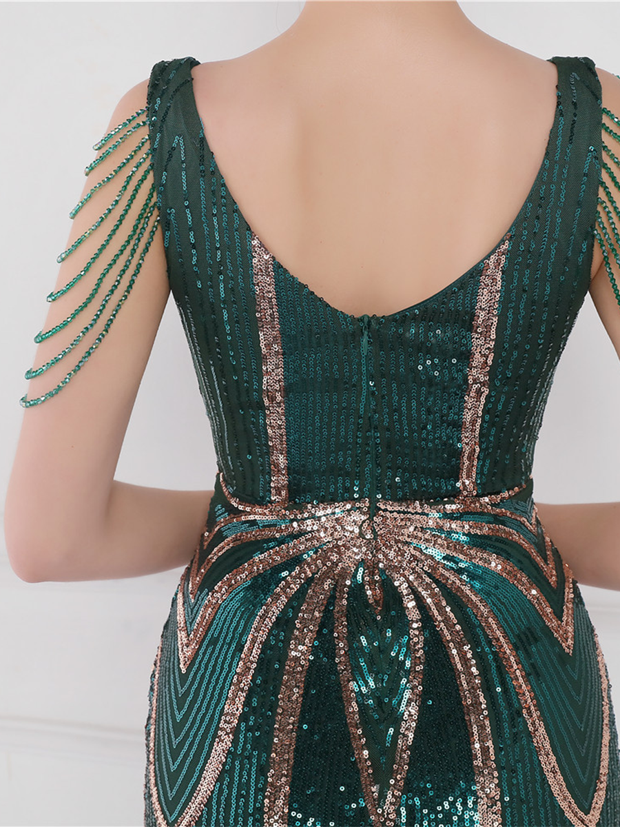 Soleil V Yaka Zarif Maxi Elbisesi