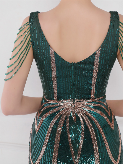 Soleil V Yaka Zarif Maxi Elbisesi