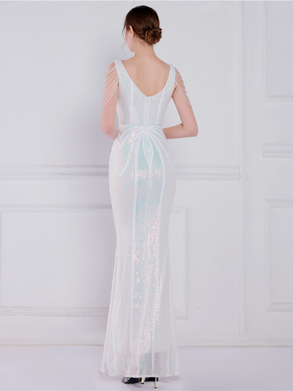 Soleil V Yaka Zarif Maxi Elbisesi