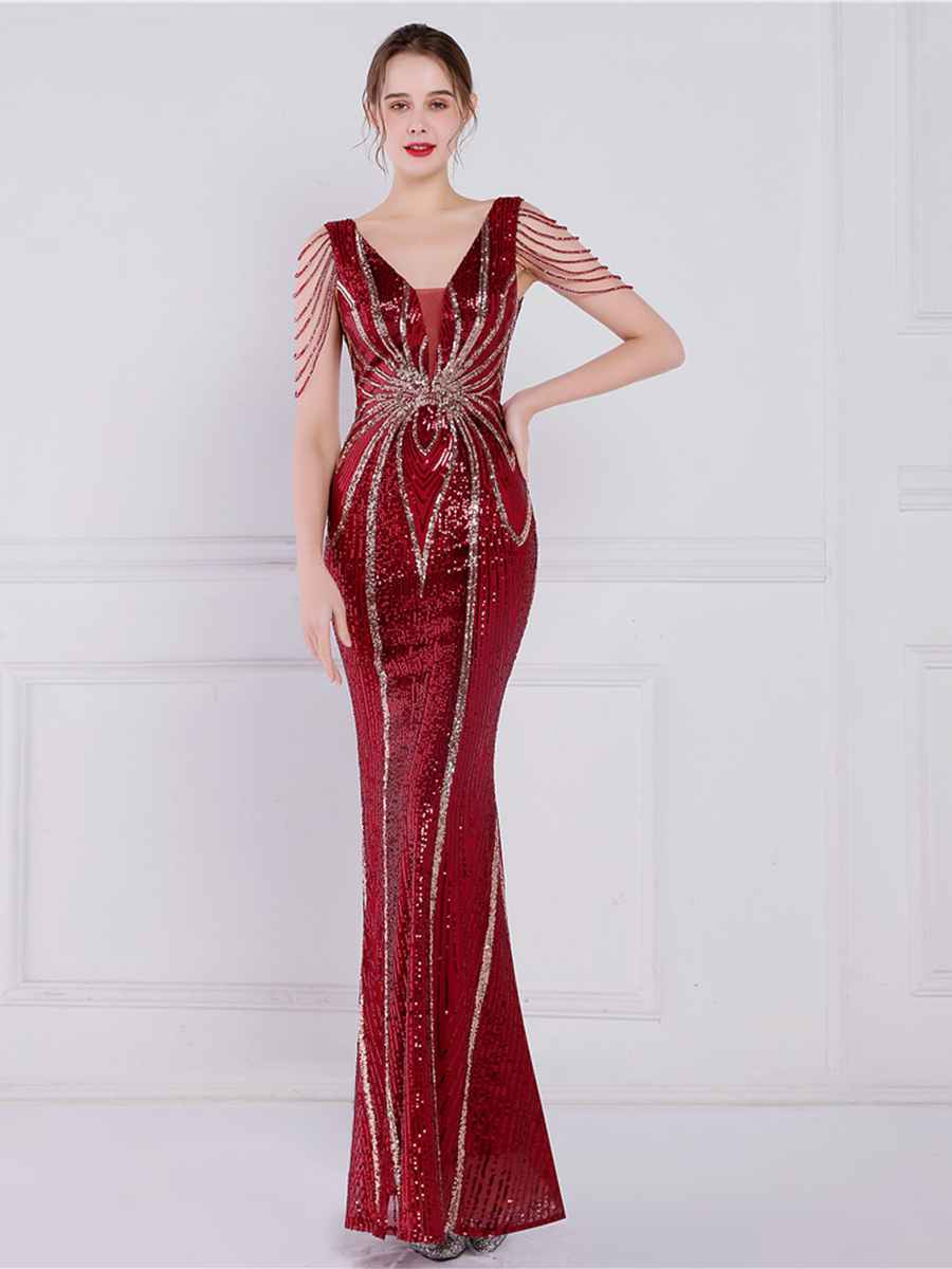 Soleil V Yaka Zarif Maxi Elbisesi