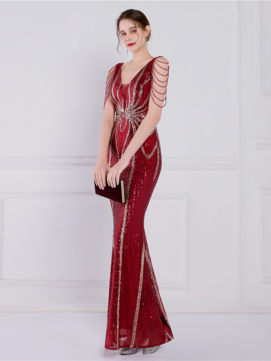 Soleil V Yaka Zarif Maxi Elbisesi