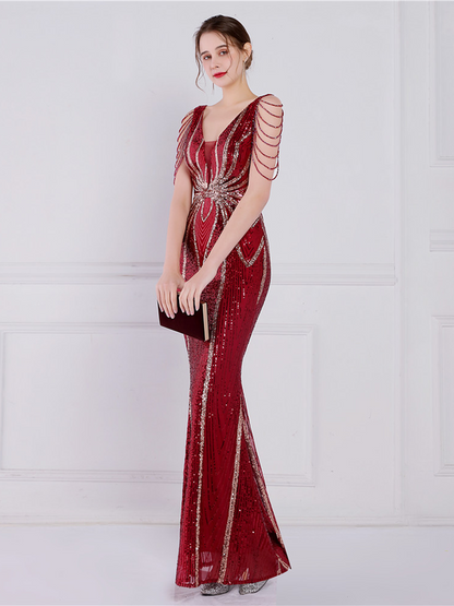 Soleil V Yaka Zarif Maxi Elbisesi