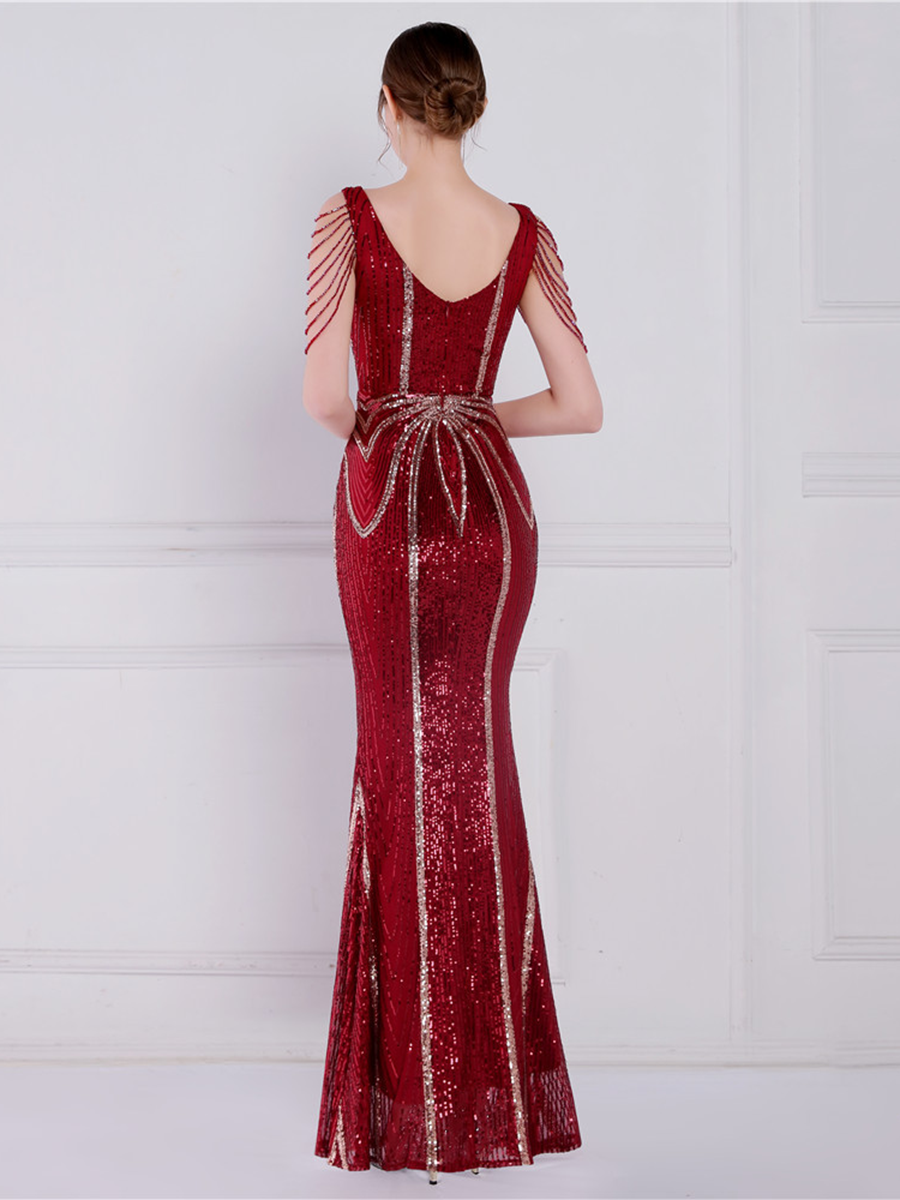 Soleil V Yaka Zarif Maxi Elbisesi