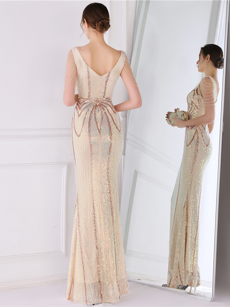 Soleil V Yaka Zarif Maxi Elbisesi