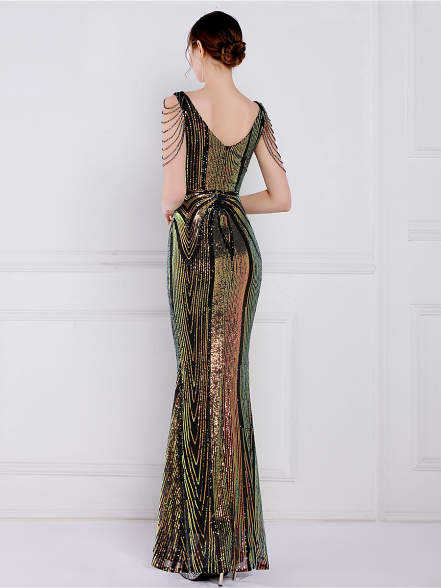 Soleil V Yaka Zarif Maxi Elbisesi