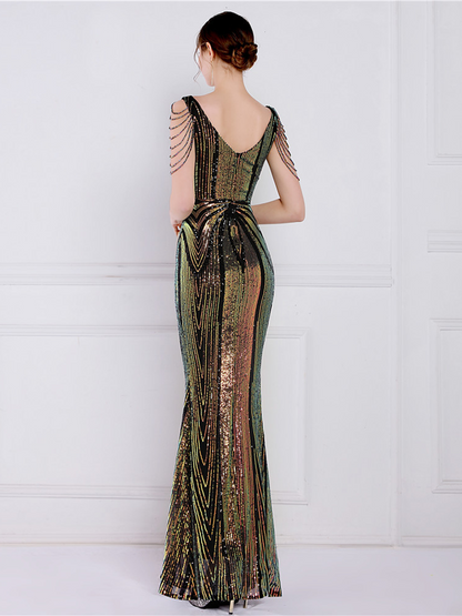 Soleil V Yaka Zarif Maxi Elbisesi