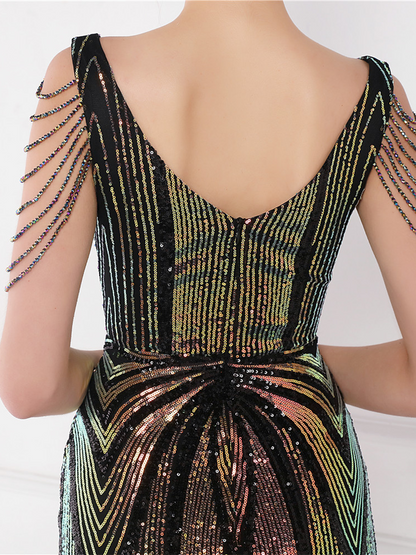 Soleil V Yaka Zarif Maxi Elbisesi