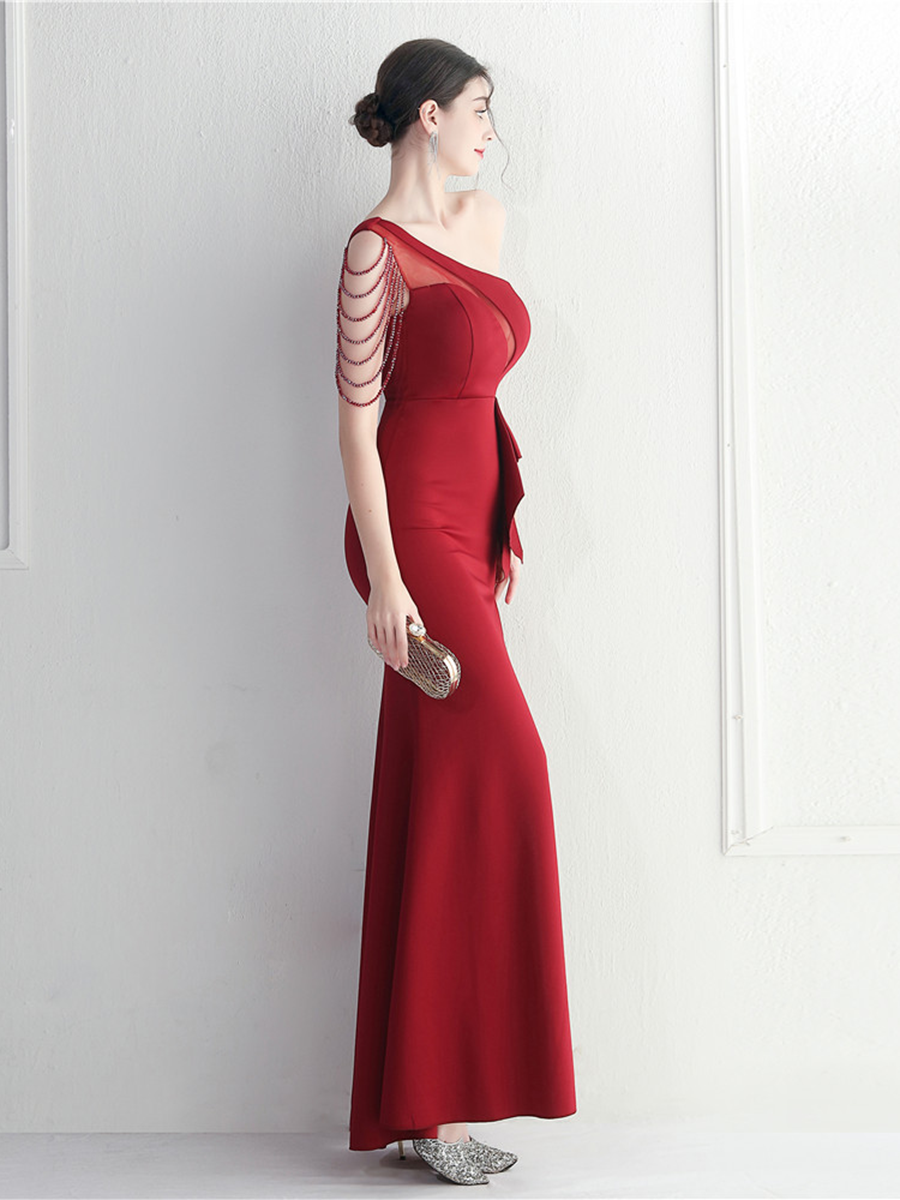 Saoirse Tek Omuz Kesimli Maxi Elbise