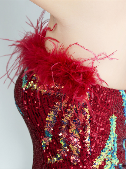 Idalia Zarif Tüy Süslemeli Maxi Elbise