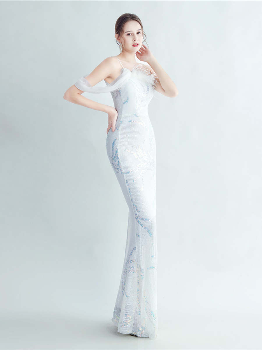 Idalia Zarif Tüy Süslemeli Maxi Elbise