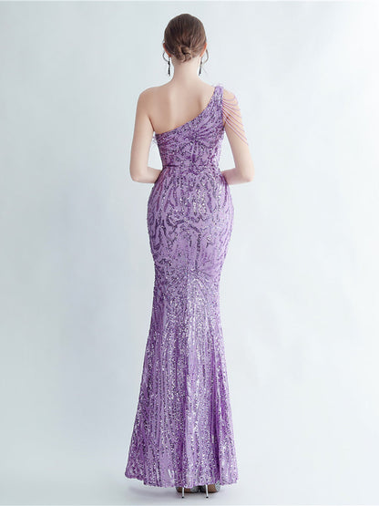 Amara Tüy Boncuk Zincirli Maxi Elbise