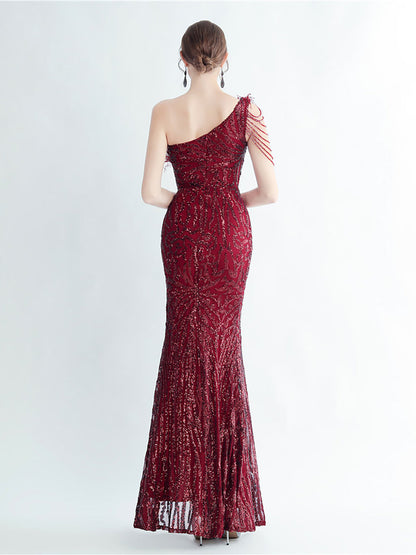 Galit Tüy Payetli Yırtmaçlı Maxi Elbise