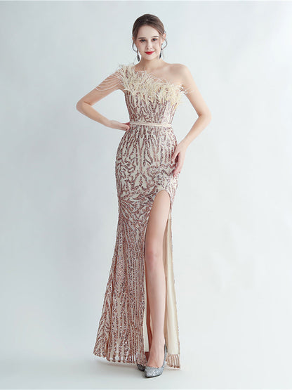 Amara Tüy Boncuk Zincirli Maxi Elbise