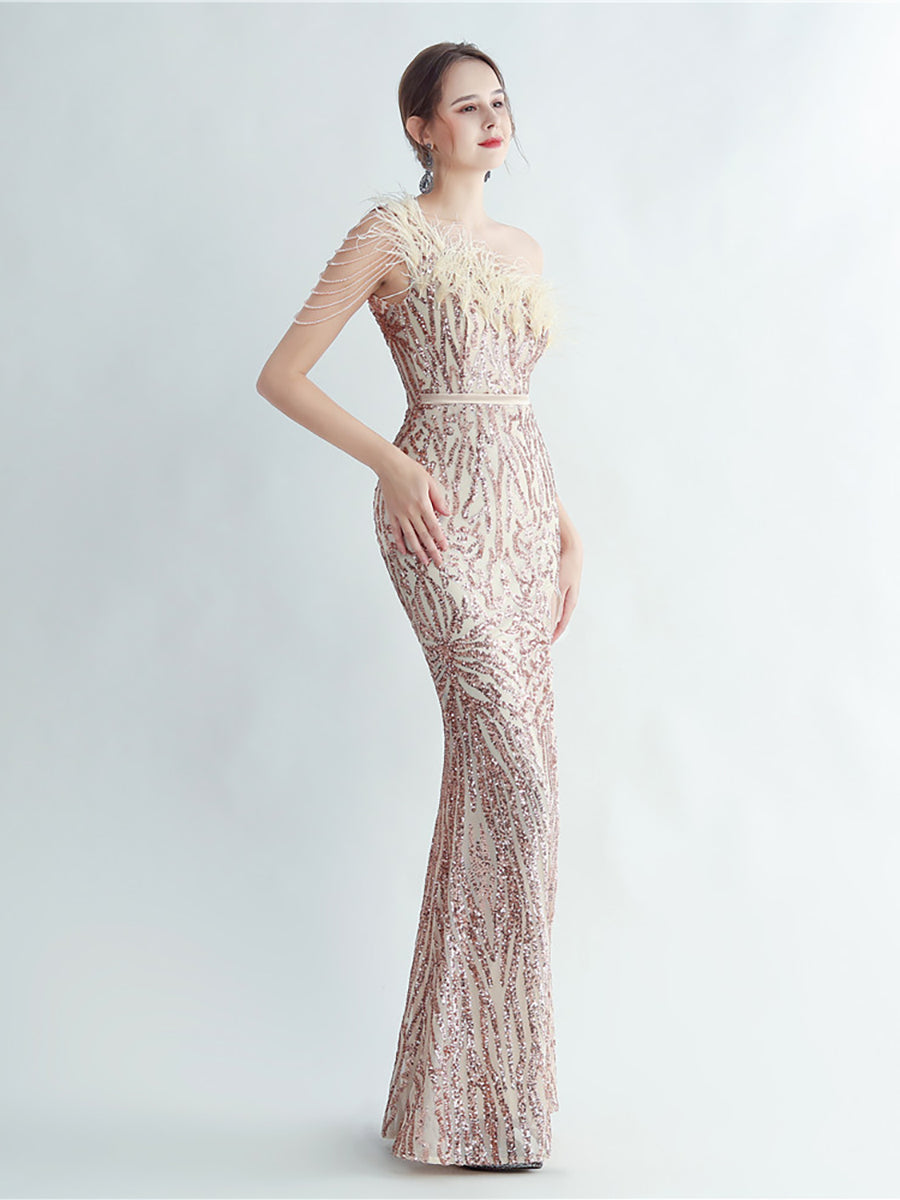 Amara Tüy Boncuk Zincirli Maxi Elbise