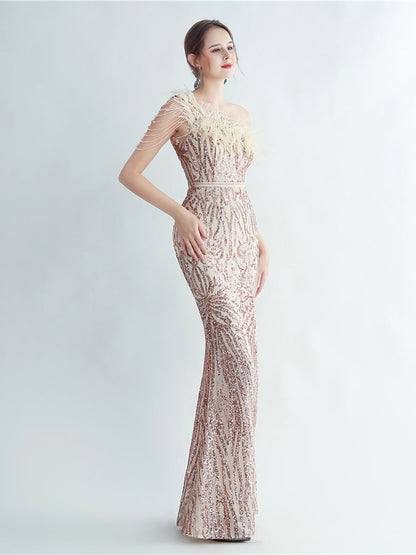 Amara Tüy Boncuk Zincirli Maxi Elbise