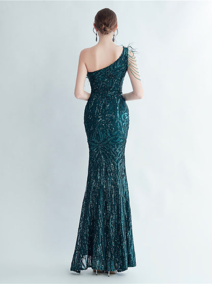 Amara Tüy Boncuk Zincirli Maxi Elbise