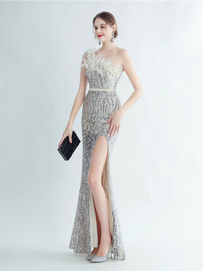 Amara Tüy Boncuk Zincirli Maxi Elbise