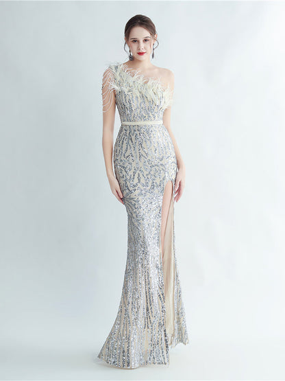 Amara Tüy Boncuk Zincirli Maxi Elbise