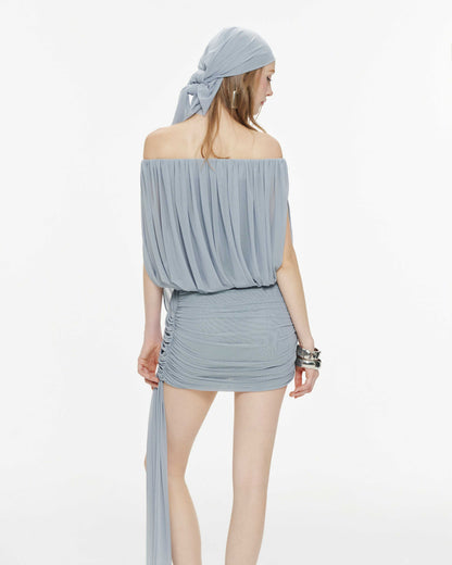 Anemone Mini Elbise-Mavi