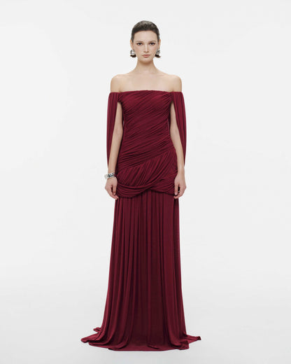 Avril Maxi Elbise-Bordo