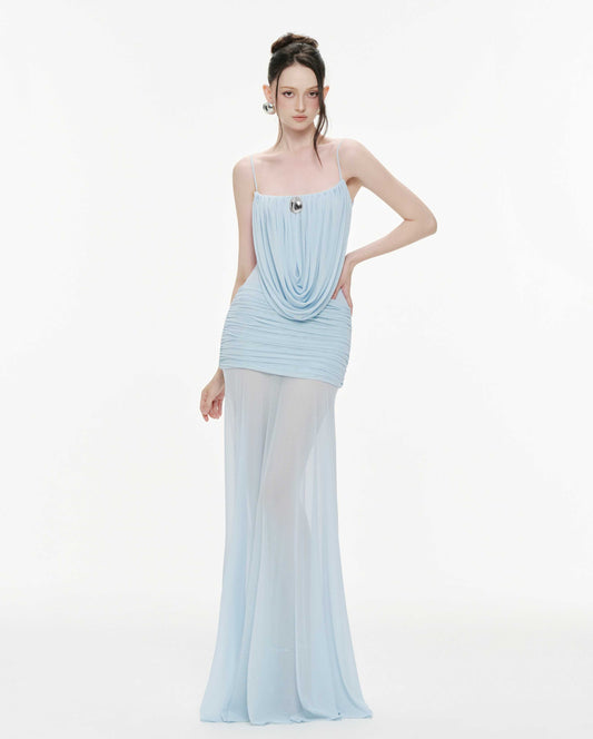 Marigold Maxi Elbise-Mavi