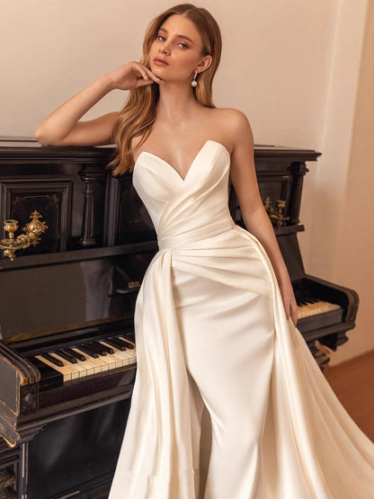 Phoebe Saten Straplez Maxi Elbise