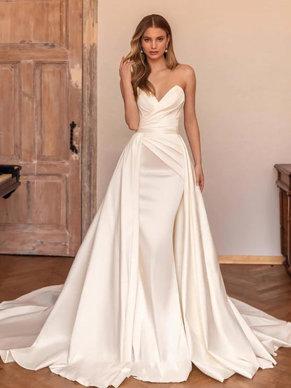 Phoebe Saten Straplez Maxi Elbise