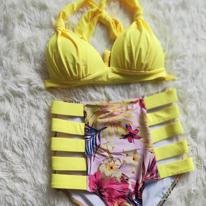 Çizgili Leopar Desenli Bikini