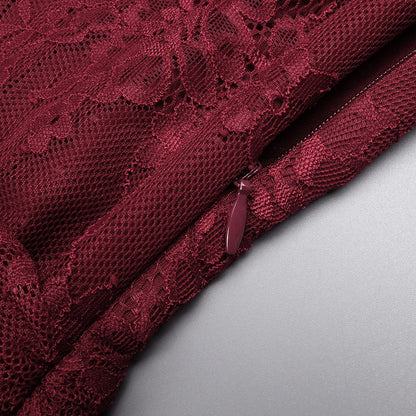 Melisande Tek Omuz Maxi Elbise-Bordo