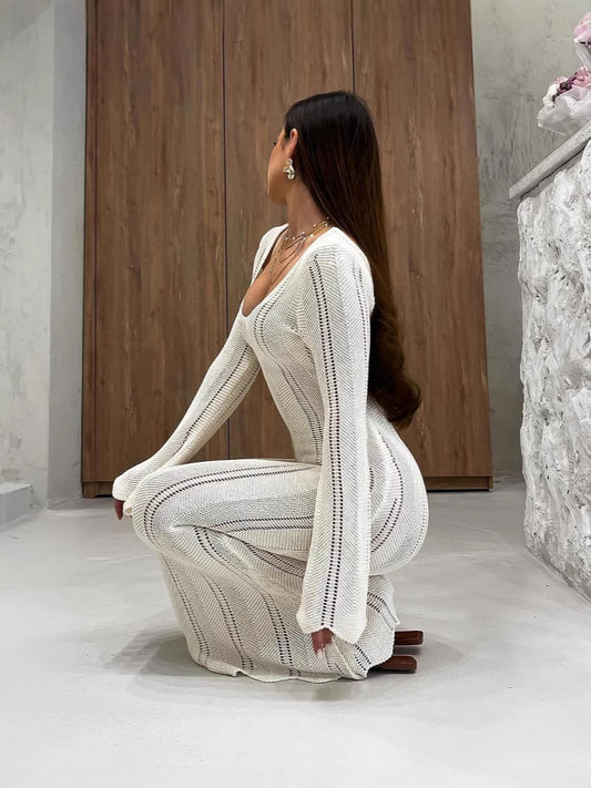 Hollow Ruffle Slim Pareo