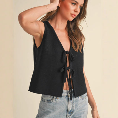 Kamizelka dzianinowa z sznurowaniem