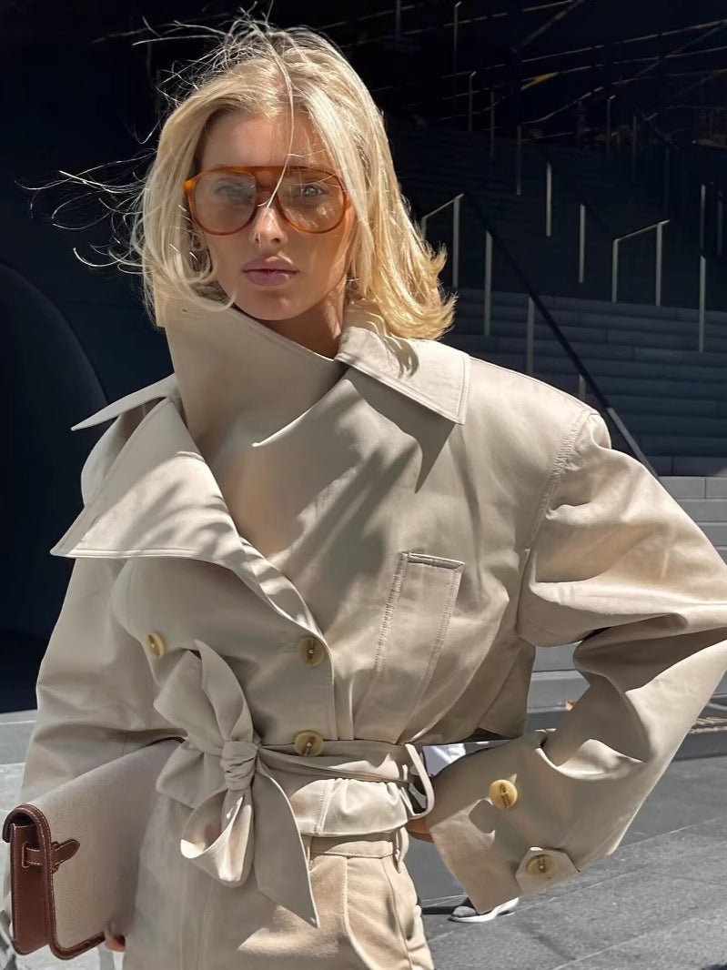 Krótki trencz Nerida Camel Suede