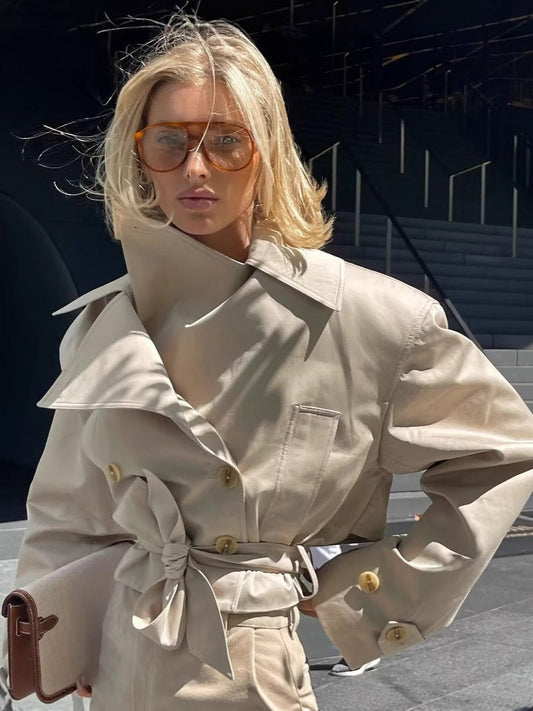 Krótki trencz Nerida Camel Suede