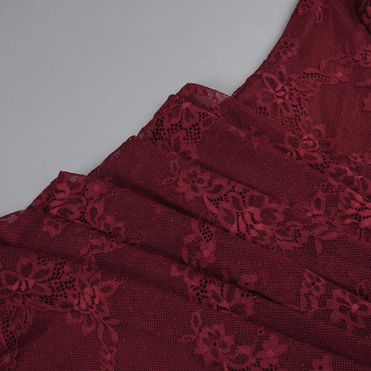 Melisande Tek Omuz Maxi Elbise-Bordo