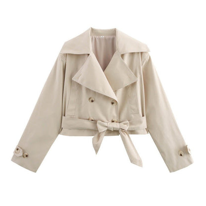 Krótki trencz Nerida Camel Suede