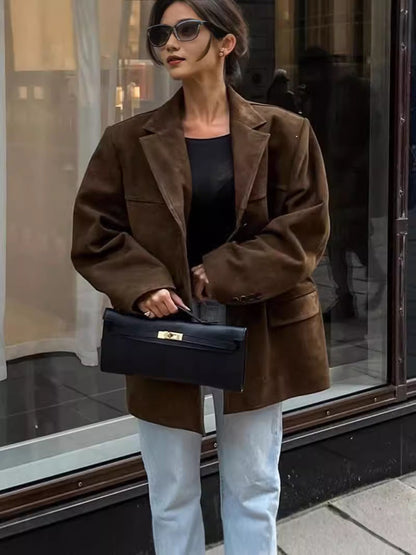 Klasyczna marynarka Clarine w kolorze kawy 