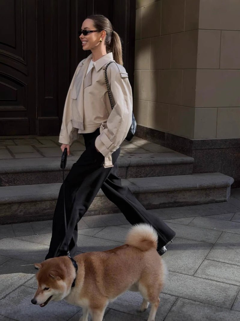 Krótki trencz Nerida Camel Suede