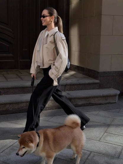 Krótki trencz Nerida Camel Suede