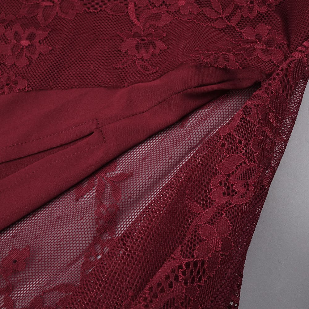 Melisande Tek Omuz Maxi Elbise-Bordo