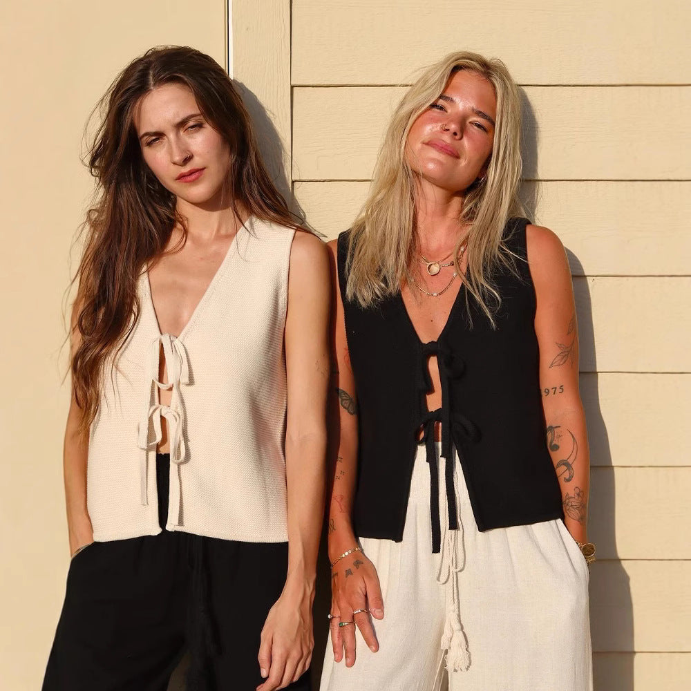 Kamizelka dzianinowa z sznurowaniem