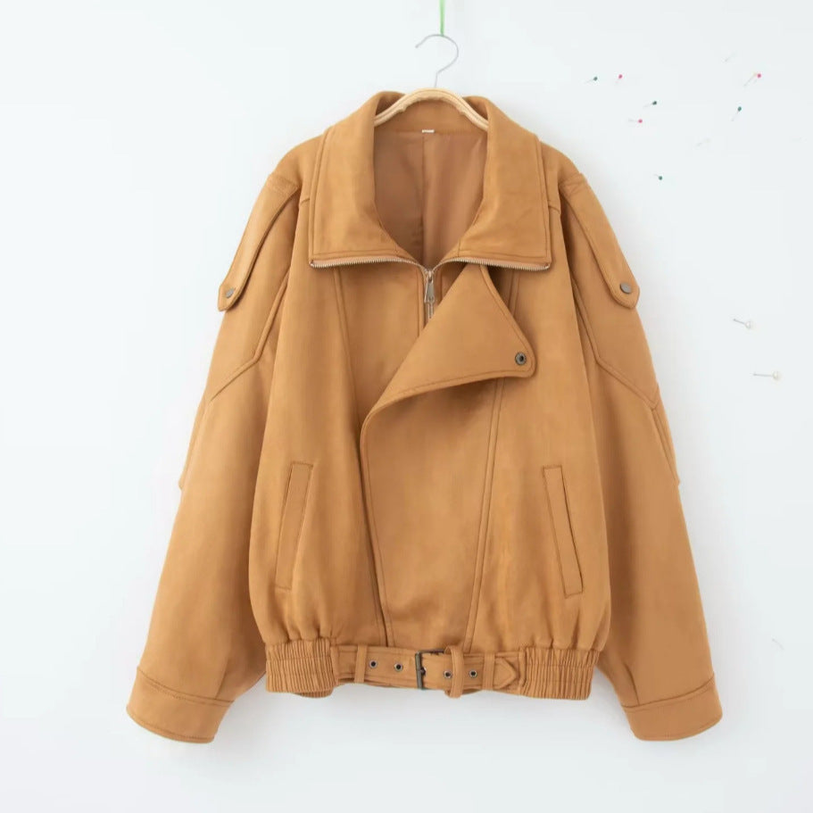 Oversize Süet Görünümlü Kahverengi  Mont