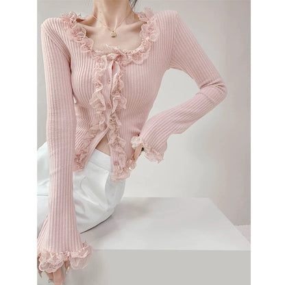 Marul Kenarlı Çan Kollu İnce Üst Ceket