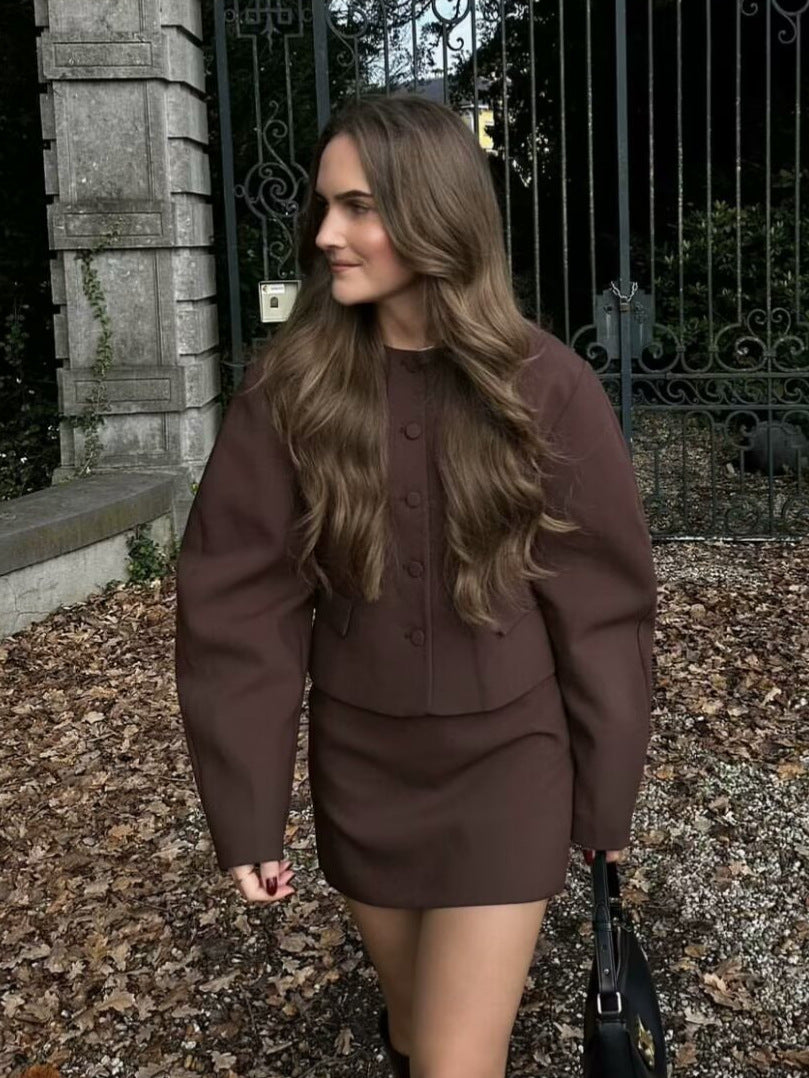 Celestia Minimal Düğmeli Ceket & Etek