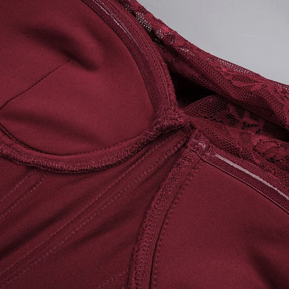 Melisande Tek Omuz Maxi Elbise-Bordo